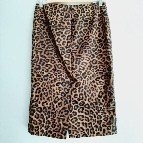 LORD & TAYLOR | Leopard Midi Pencil Skirt Tan & Black Animal Print Sz 2 - Picture 5 of 9